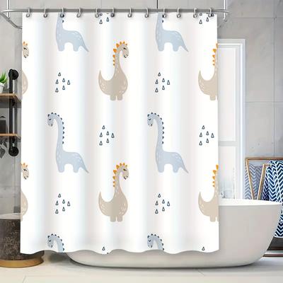 Adorable Dinosaur Pattern Shower Curtain for Bathroom Decor Waterproof Fabric Various Sizes Available