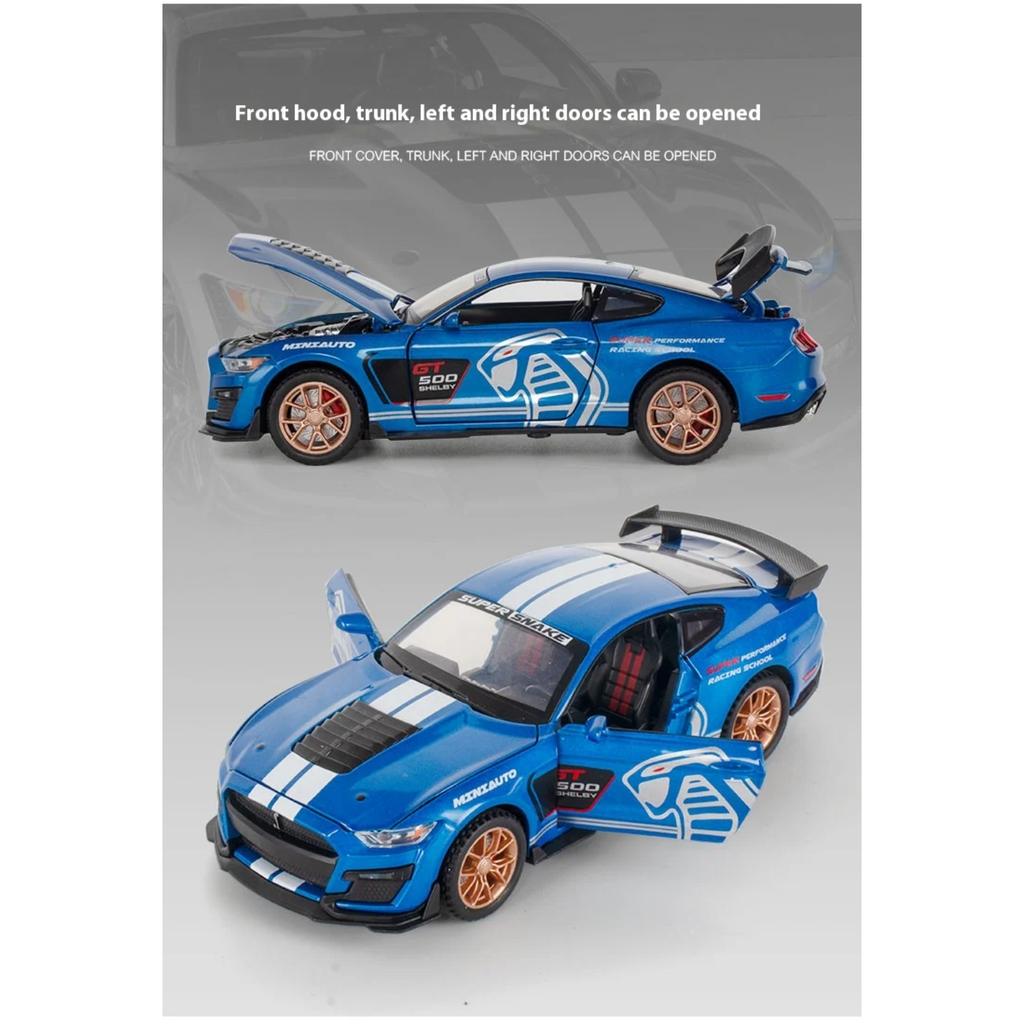 With Display Base 1/32 Alloy Die-cast Mustang Automobile GT500 Car Model Simulation Sound and Light Children's Toy Car Boy Gift Christmas Gift