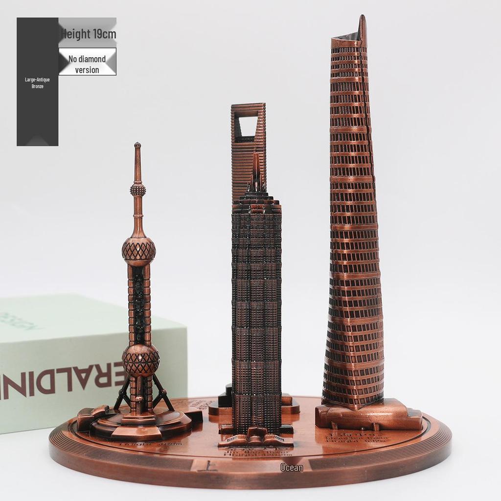 Shanghai Landmark Building Model: Oriental Pearl Tower, World Financial Center, Jin Mao Tower - Metal Creative Handicraft