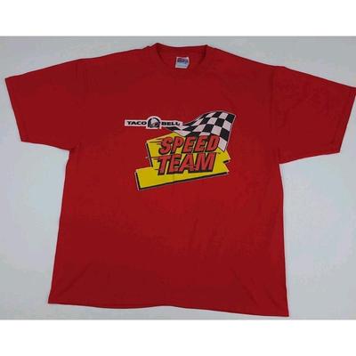 Vintage 90s Taco Bell Speed Team Print T Shirt Vtg Racing Sport Usa Food Promo