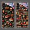 Bookshelf Christmas Decorations Print Tempered Glass Phone Case for Samsung Galaxy S25 Ultra S24 S23 Plus S22 S21 S20FE 5G Cover