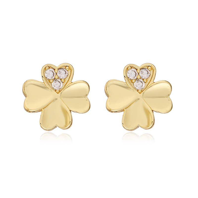 HECHENG,18K Golden Plated Elegant Light Luxury Ladies Jewellery Earrings with CZ Stone Butterfly Clover Ladies Jewellery Gifts Other