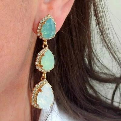 Ofertas Milangirl Trendy Elegant Crystal White Zirconia Long Trassel Water Drop Earrings for Women Party Banquet Zircon