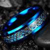 Fashion 8mm Men Stainless Steel Celtic Dragon Rings Inlay Blue Carbon Fiber Rings For Men Women Wedding Band Jewelry