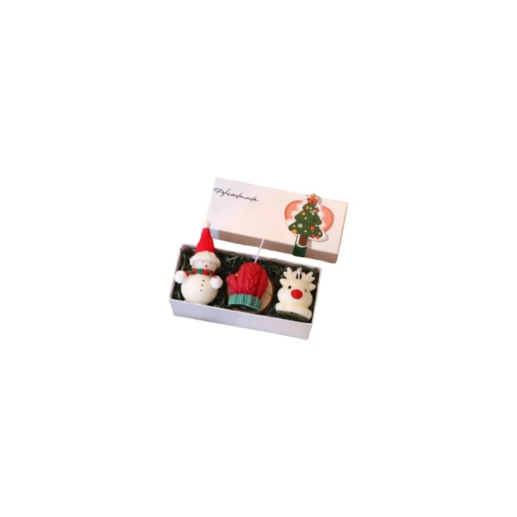 Christmas Creative Handmade Fragrant Wax Candle Gift Set With Christmas Tree And Fawn Shapes