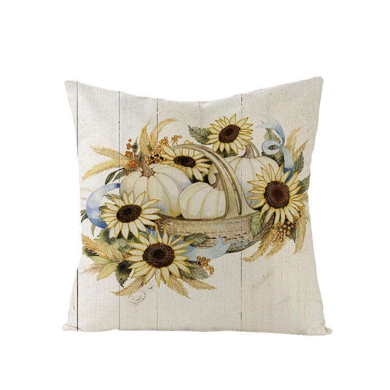 Thanksgiving Cushion Cover Pumpkin Print Harvest Polyester Cushion Cover Office Sofa Cushion Cover