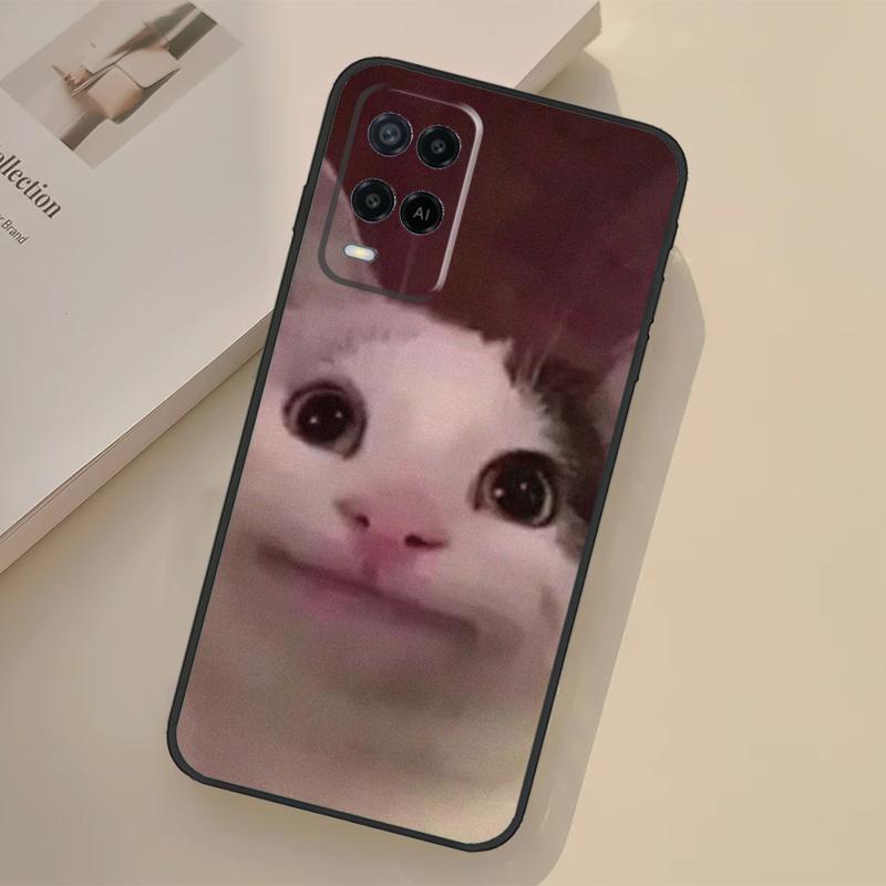 Beluga Cat Meme Face Smiling Case For Oppo A17 A57 A77 A74 A54 A94 A78 A98 A18 A60 A80 A40 A38 A58 A96 A76 A16 A15 A5 Pro