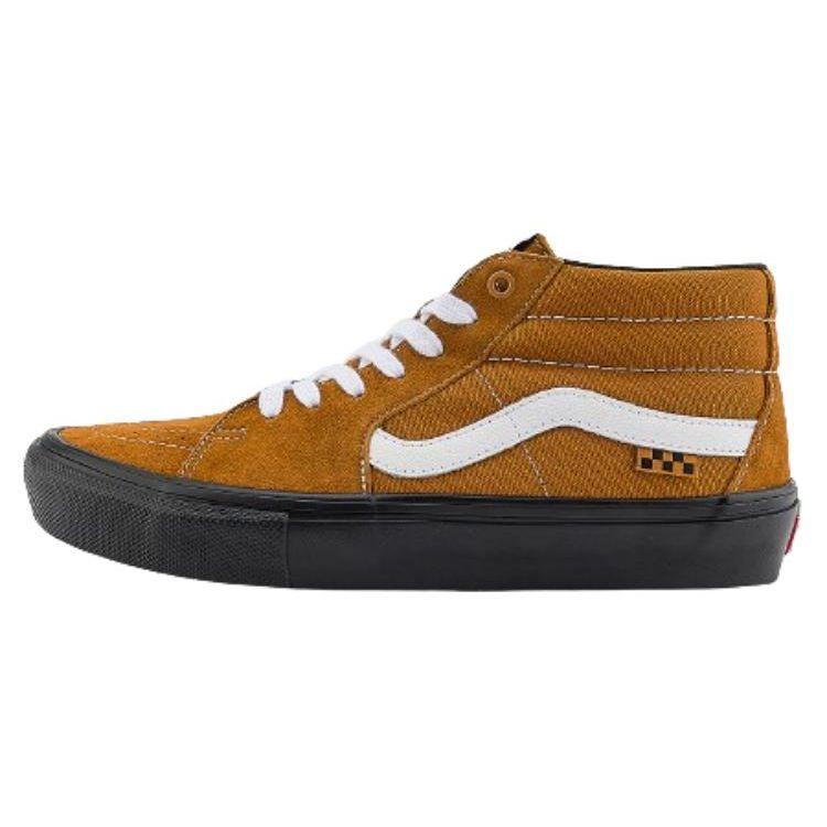 Vans Unisex Skate Grosso Pig Suede Mid-top Skate Sneakers Brown Black White VN0A5FCGY49 39