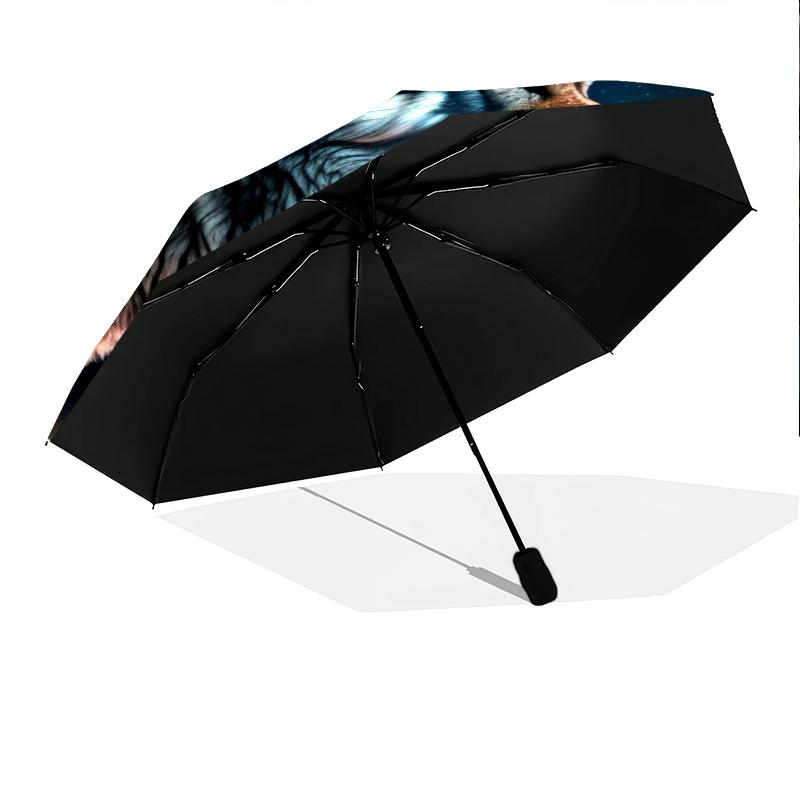 1PC wolf theme Umbrella Portable Folding Umbrella Iron Frame Hole Bone Structure Outdoor Home Umbrella A17