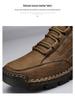 Men's Plus-Size Handmade Leather Ankle Boots: Fashionable Lace-Up Casual Shoes
