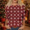 Women's Casual Christmas Print Neck Three-Quarter Sleeve T-Shirt