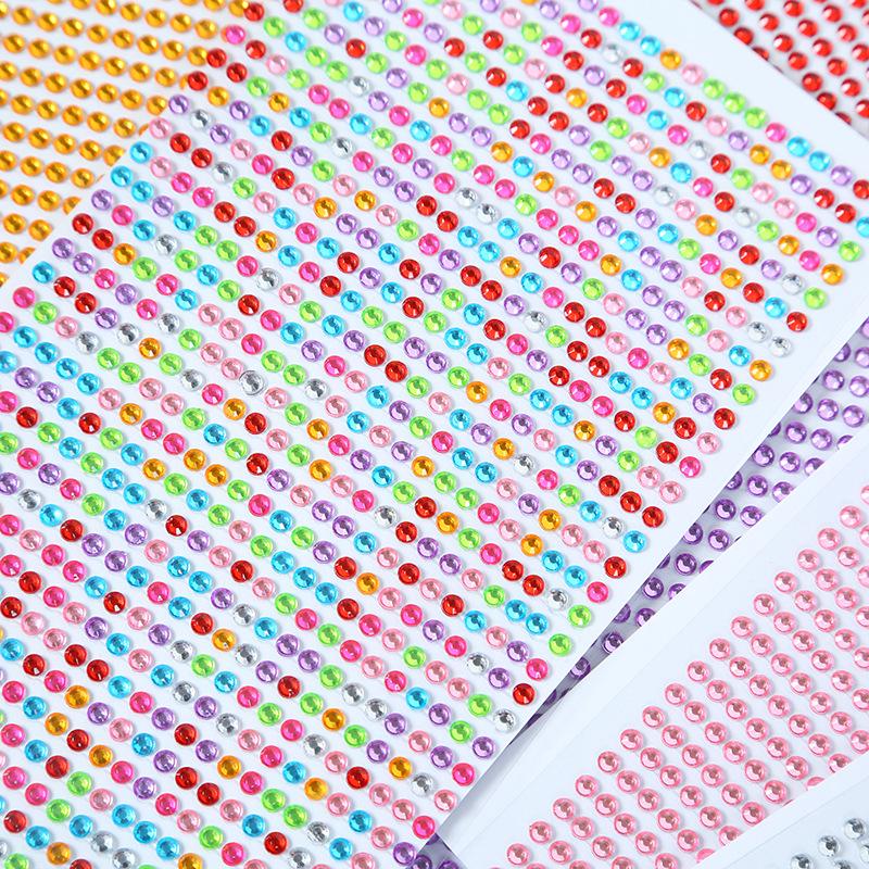 3mm bunte Kristall-Acryl-Diamant-Aufkleber für Gesicht, Auto und Kinderbasteln