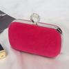Rose Red Small Clutch Purse for Women Velvet High Quality Ladies Shoulder Evening Party Purse and Handbag Luxury Cross Body Bag