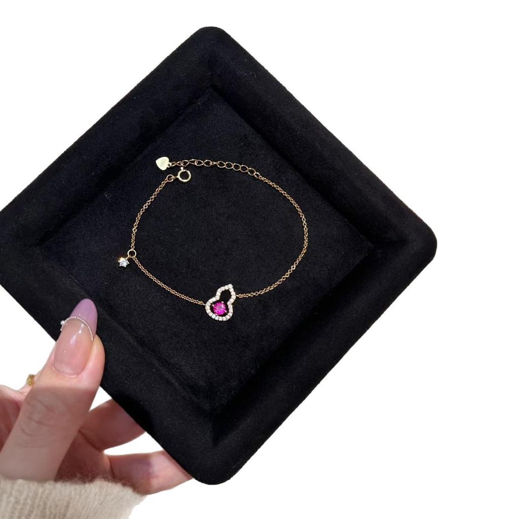 Women's Light Luxury Ruby Gourd Bracelet in S925 Sterling Silver – Versatile, High-End Niche Design