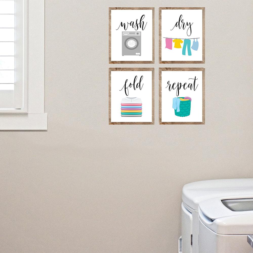 Wash Dry Fold Repeat Laundry Sign Colorful Wall Art Print Canvas Nordic Poster And Print Wall Pictures Utility Room Painting No Frame
