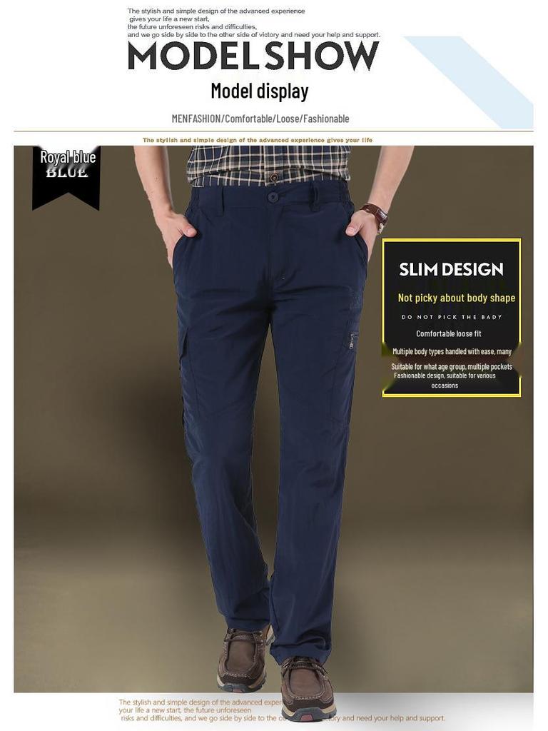 Pánské rychleschnoucí outdoorové turistické kalhoty - Podzim/Zima, S plusovým sametem, Vícekapsové, Volný střih, Velká velikost.