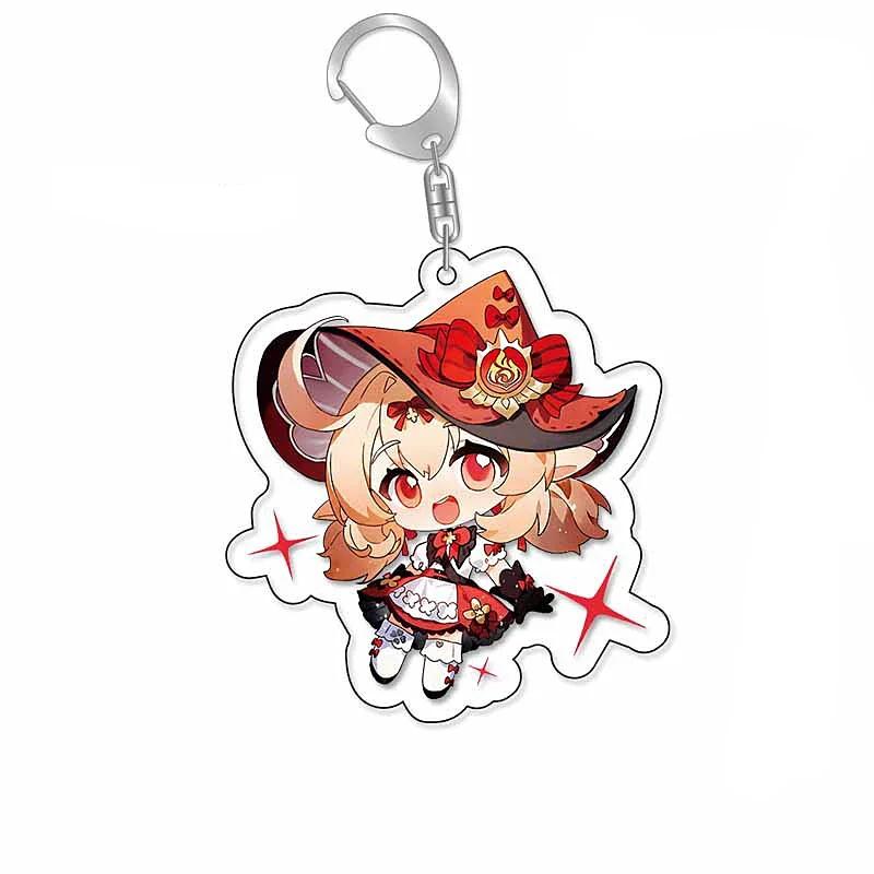 Raiden Shogun Klee Nahida Q Type Genshin Impact Cartoon Keychain Acrylic Bag Keyring Pendant Trendy Gift