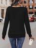 Autumn & Winter Solid Color Long-Sleeve Square Neck Two-Piece Look Loose T-shirt