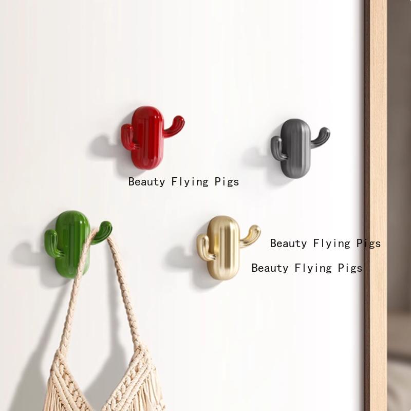 1pc Zinc Alloy Cactus Hook Cactus Hook Behind The Door Wall Mounted Coat Hook Household Hardware Accessories Screw Installation