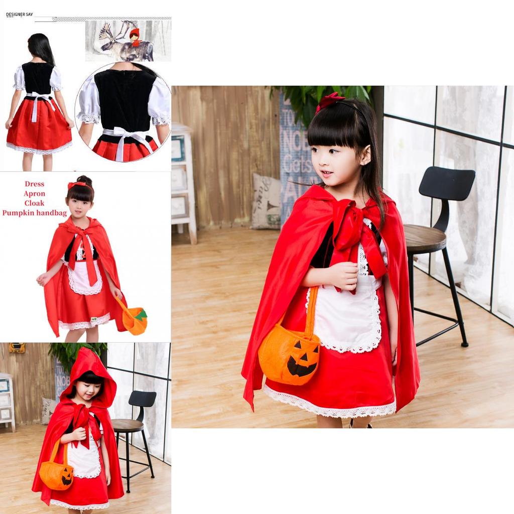 Rotkäppchen Prinzessinnenkleid Halloween Märchenkostüm für Kinder