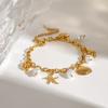 Yori Ocean Style Summer Accessories Shell Pearl Shell Drop Chain Bracelet Bangle Stainless Steel High Quality Jewelry