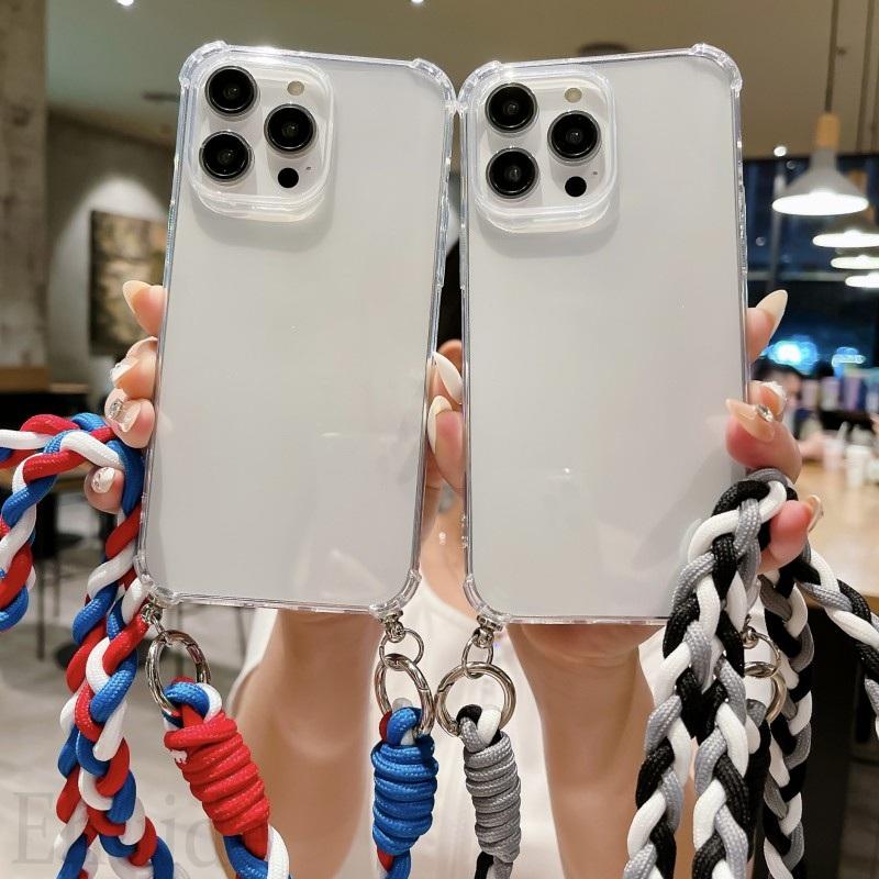 Crossbody Strap Neck Cord Case for Samsung Galaxy S24 S23 S22 Ultra S21 Plus S20 FE Note 20 Shockproof Braid Lanyard Clear Cover