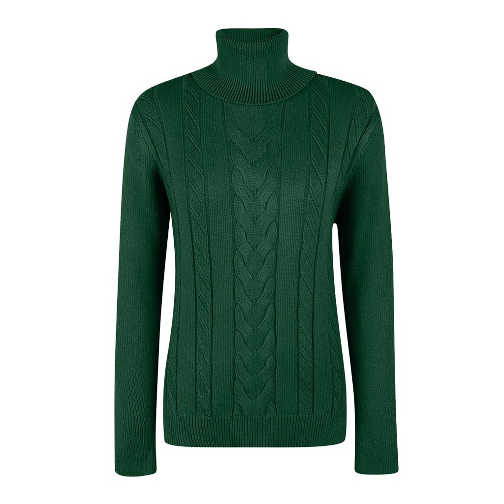 Women's Casual Solid Color Lapel Bottom Knit Sweater Vintage Cable Sweater