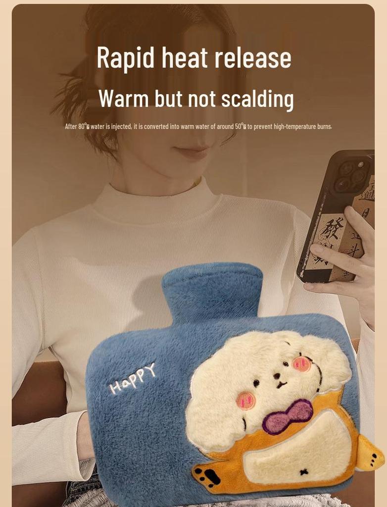 Thickened Water-Filled Hot Water Bottle & Hand Warmer with Removable Cover