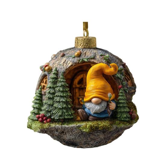 

2D Гном Рождественская елочная игрушка Акриловая подвеска-гном Милый шарм для зеркала заднего вида автомобиля для домашнего декора B