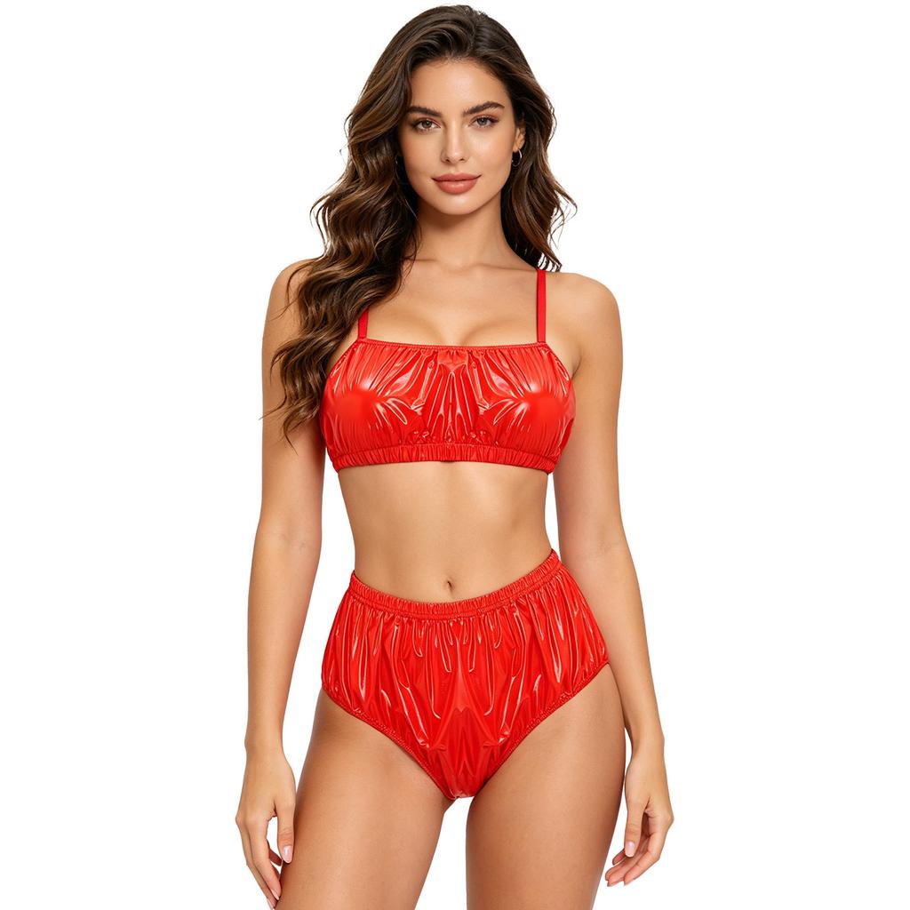 Womens Waterproof Bathing Suit Adjustable Strap No Pad No Wire Bra Top Elastic Band Swim Bottom