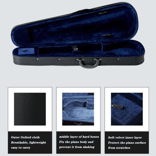 SLDMJFSZ 4/4, 3/4, 1/2, 1/4, 1/8 Violin Hard Case, Basic Professional Triangular Backpack, Ultralight Suspension, Black