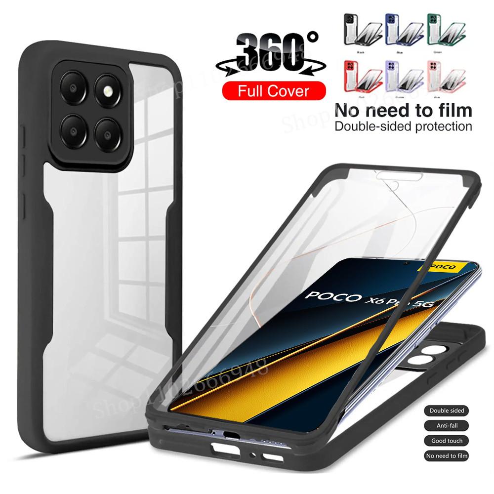 

Чехол для телефона с полной защитой 360 для POCO X6 X7 X5 X4 X3 Pro C65 Прозрачная защитная крышка для передней и задней панели для POCO F6 F5 M3 Pro 5G Задняя накладка For POCO X6 Pro 5G&For POCO чёрный