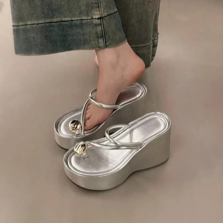 Fashion 2025 Summer Chunky Women Clip Toe Slipper Fashion Elegant Platform Wedges Heel Slides Ladies Gladiator Beach Sandalias Flip Flop