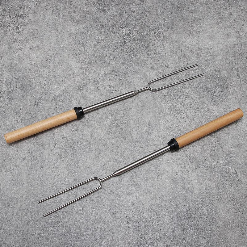 Telescopic U-Shaped Stainless Steel BBQ & Marshmallow Roasting Forks