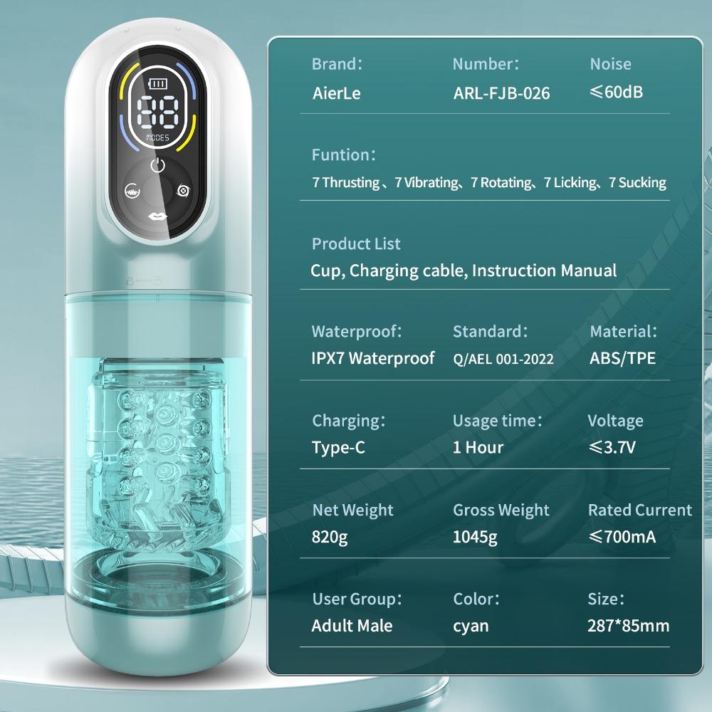 Automatic Male Masturbator - 7 Pleasure Modes (Sucking/Vibrating/Pumping) Rechargeable Penis Pump, Hands Free Adult Sex Toys