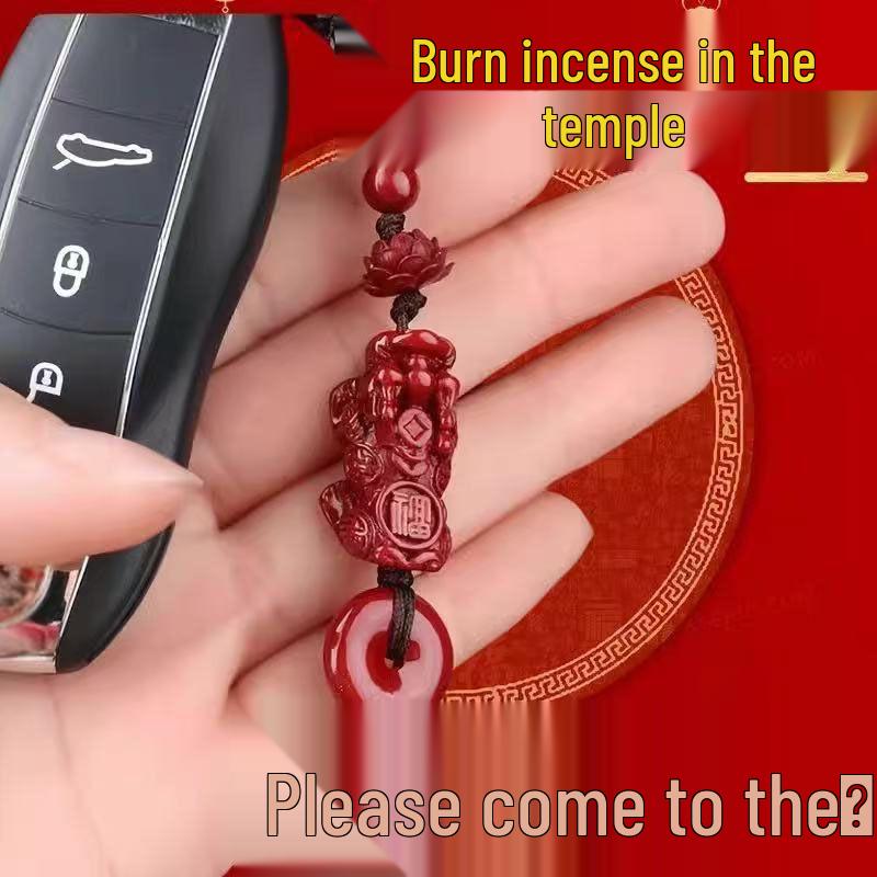 Master's Choice: 2025 Year of the Snake Red Sand Pixiu Keychain - Double Fortune & Prosperity Unisex Amulet.