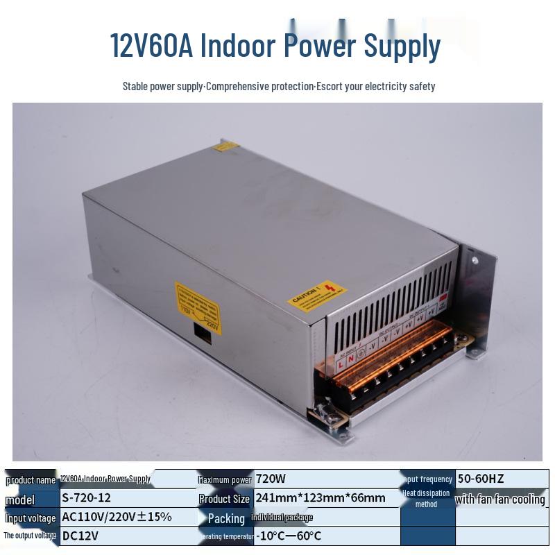 220V To 12V/24V/5V DC Power Supply for LED Strip Lights - 5A/10A/30A, 60W Transformer