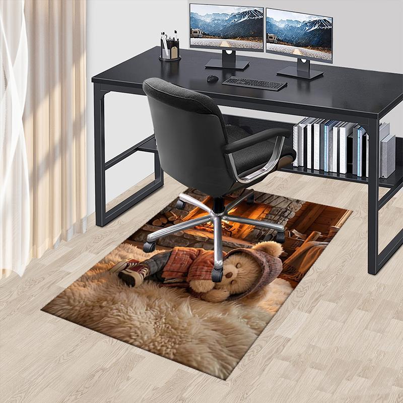 

1pc Hoodie Bear Office Chair Mat - Anime Cartoon Design, Non-Slip Carpet for Home Decor, Seasonal Gift, Suitable for Office, Living Room, Bedroom, Gam 60cm by 90cm