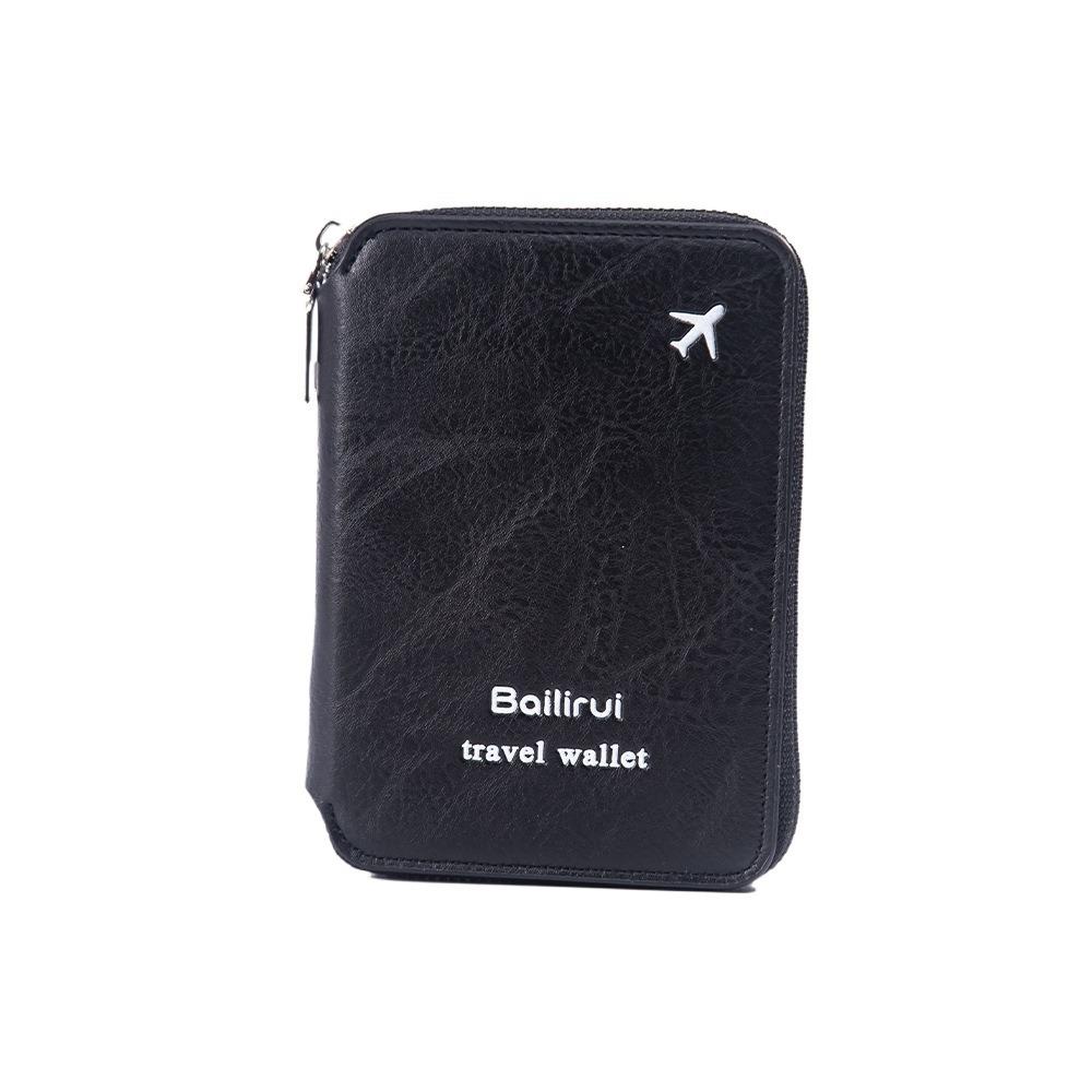 

Дорожный кошелек для паспорта на молнии, многофункциональный держатель для кредитных карт и ID, сумка для паспорта, хранение чёрный