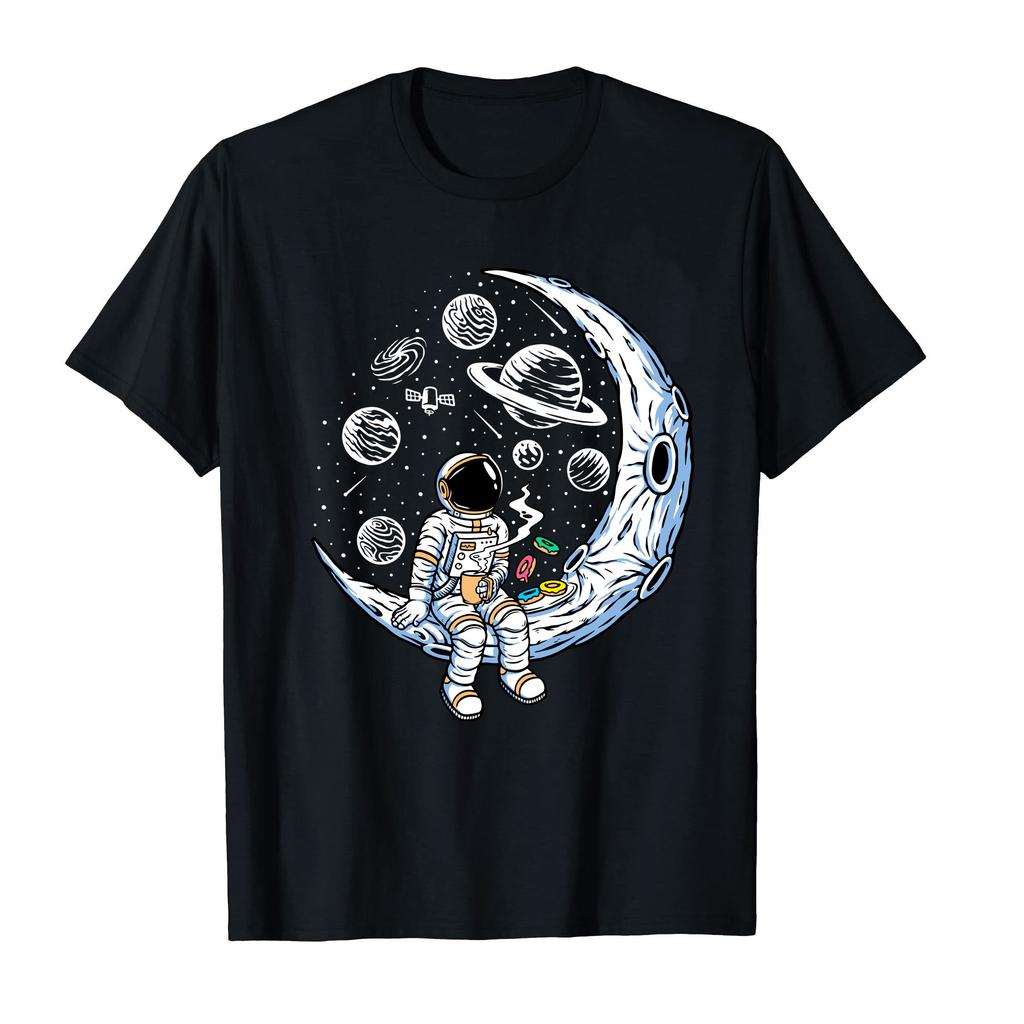 100 Cotton Astronaut Unicorn Planet Alien Space Moon For Men Women Black TShirt Graphic Harajuku Fashion Tee T Shirt XS5XL