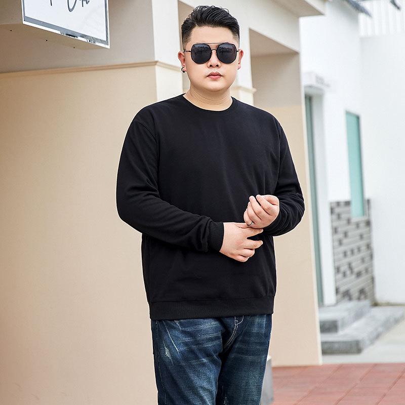 Plus Size Men's Velvet Sweatshirt: Loose Fit, Short Sleeve, Trendy Crew Neck