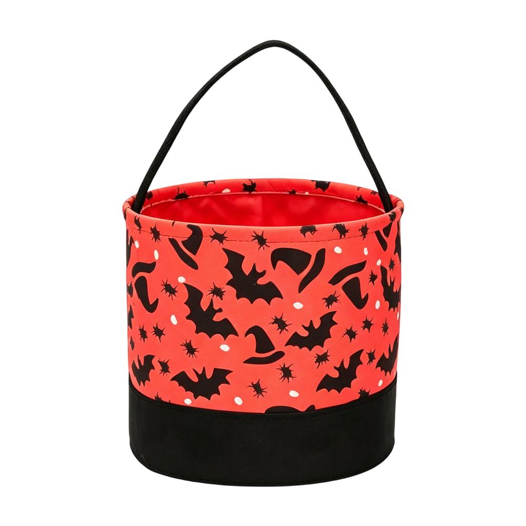 Canvas Storage Basket Halloween Pattern Candy Container with Handle for Organization and Storage Indoor Outdoor Use