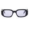 Temple Print Acetate Rectangular Sunglasses Women's Black