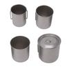 4PCS Camping Mug Portable Stainless Steel Coffee Cup with Foldable Handle and Lid for Backpacking