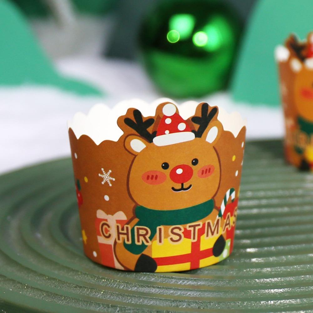 50 sztuk papierowe opakowanie na babeczki świąteczne święty mikołaj łoś bałwan pingwin Muffin foremki do babeczek DIY