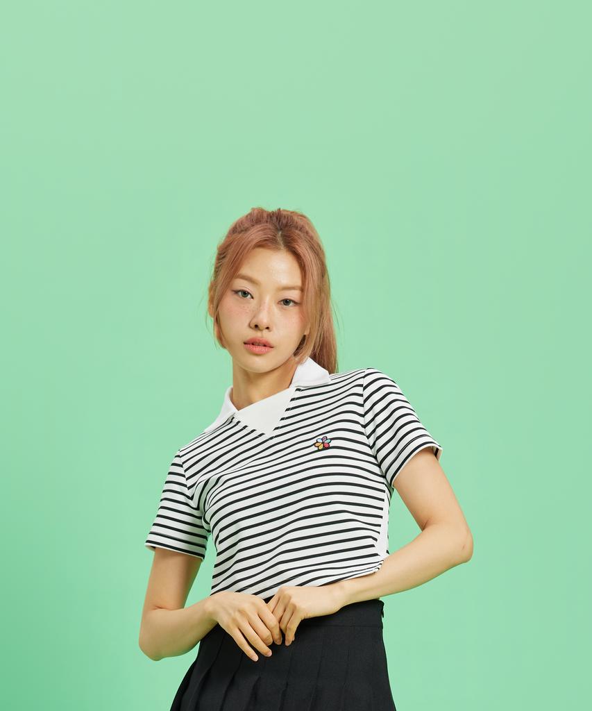 OWURA Flat Collar Crop Top_Stripe
