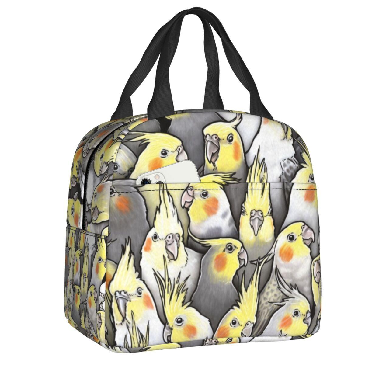 Custom Chubby Pineapple Green Cheek Conure Insulated Lunch Bag for Women Resuable Parrot Bird Cooler Thermal Lunch Tote School 22x20x13cm