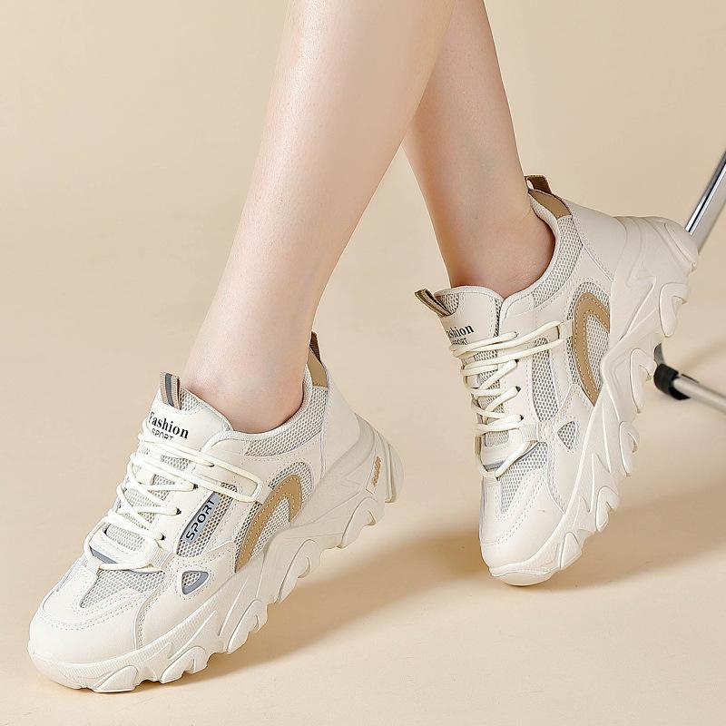 Fashion Autumn Chunky Wedge Platform Women's Sneakers Pu Thick Bottom Vulcanized Shoes Women Lace Up Casual Dad Shoes Zapatillas Mujer