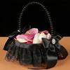 Black Flower Girl Basket Elegant Design Gothic Lace Wedding Lightweight