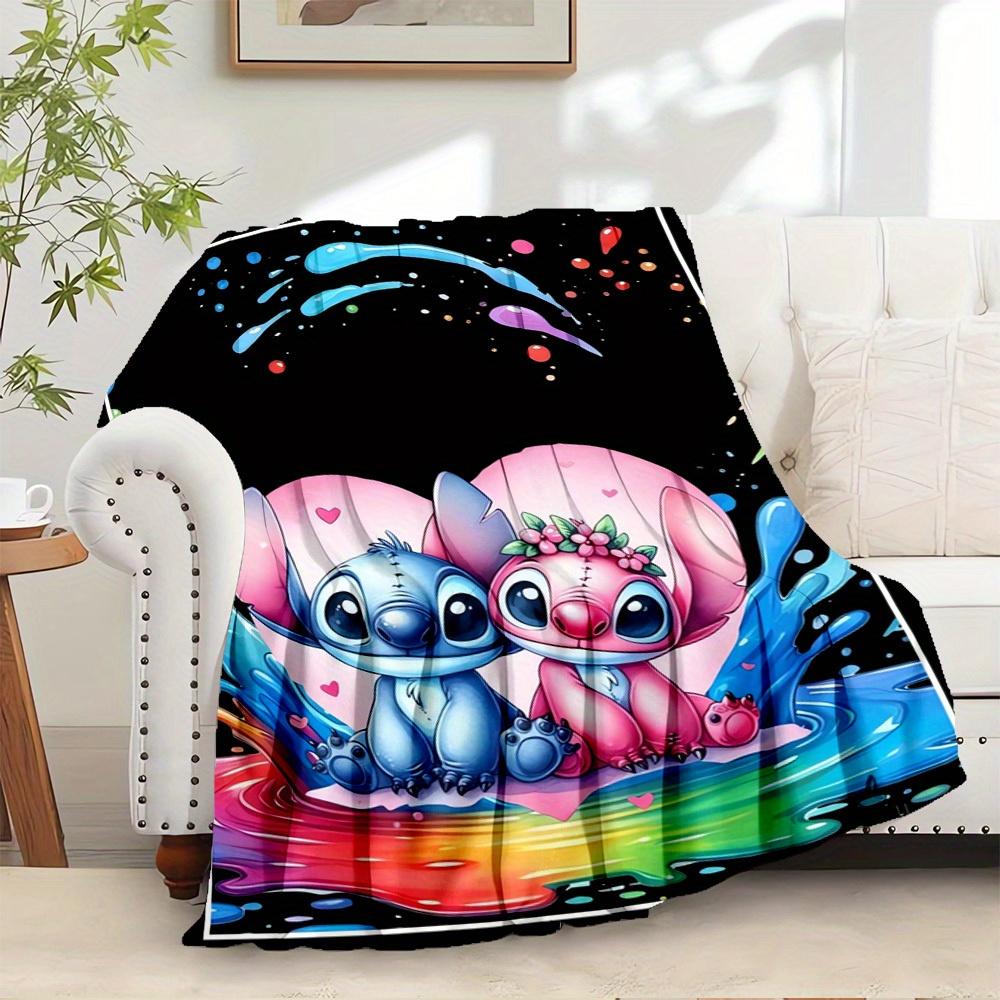 

1pc Throw Blanket - Cute Stitch and Angel Lilo Heart Print Bed Coverlet, Soft Plush Sofa Blanket for Room Decor, Valentine s Day Gift 75x90cm